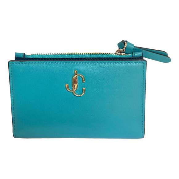 Jimmy Choo Litzy Malibu Teal Navy Leather Small Zip